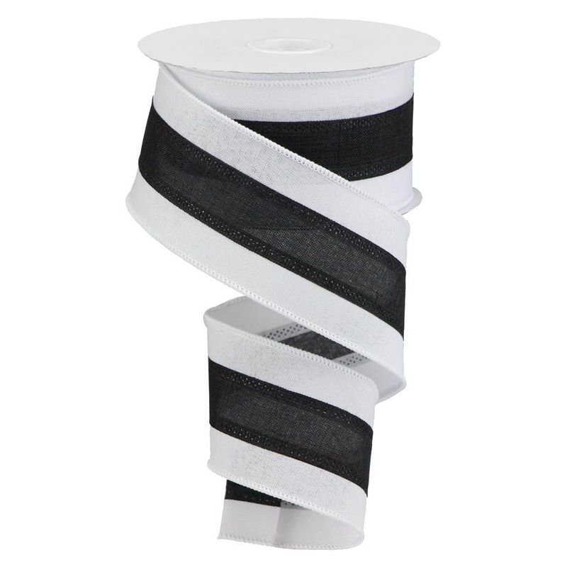 2.5" Tri-Stripe Ribbon: White/Black