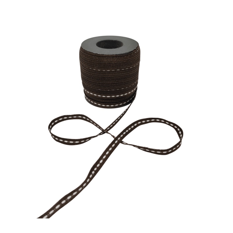 ALLURA STITCHED | COFFEE BROWN WITH WHITE | 06MM | 50MTR