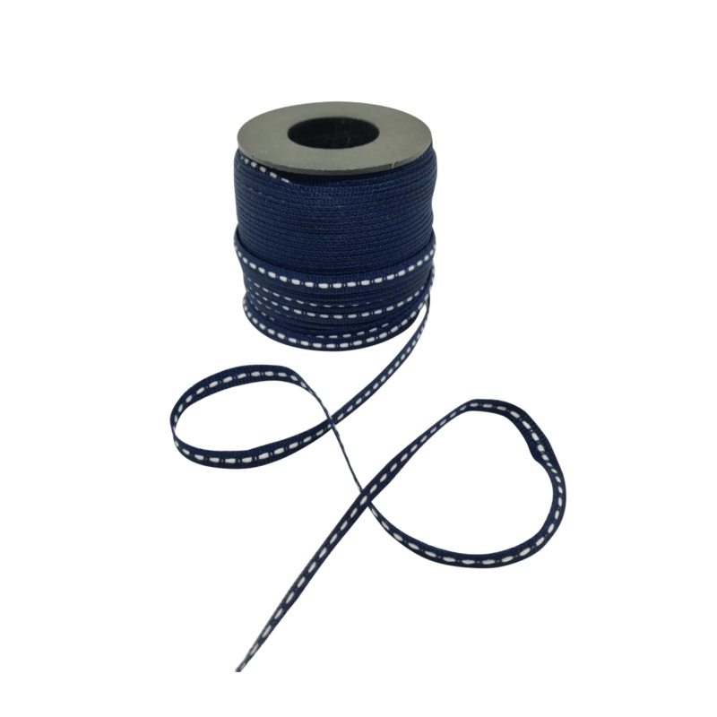 ALLURA STITCHED | NAVY BLUE WITH WHITE | 06MM | 50MTR