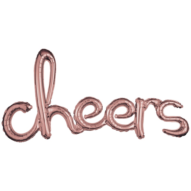 Cheers Script Phrase Rose Gold 40 Balloon