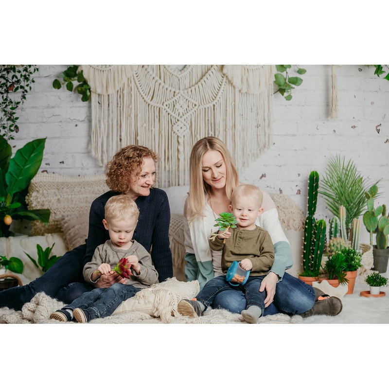 Kate Boho Macrame Floor Pillows with Plants Spring/mother's Day Backdrop Designed By Mandy Ringe Photography 7x5ft(2.2x1.5m) Microfiber (Printed)