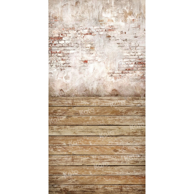 Kate Sweep Brick Wall Wood Backdrop Designed by Chain Photography 5x10ft(1.5x3m) Microfiber (Printed)