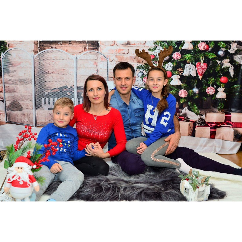Kate Tree Gift White Wall Fireplace Bear Backdrop for Christmas Photography 5x3ft - newborns and babies Microfiber (Printed)