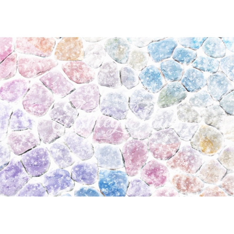 Kate Winter Colorful Cobblestone Snow Floor Backdrop Designed by Ashley Paul 7x5ft(2.2x1.5m) Microfiber (Printed)