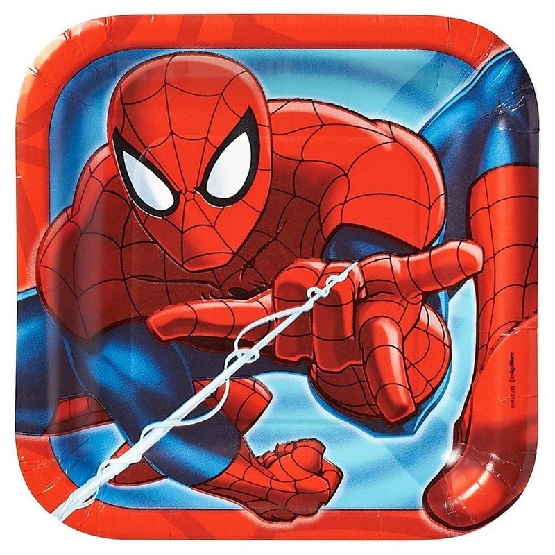 Spider Man Square Plates 7 (8 count)