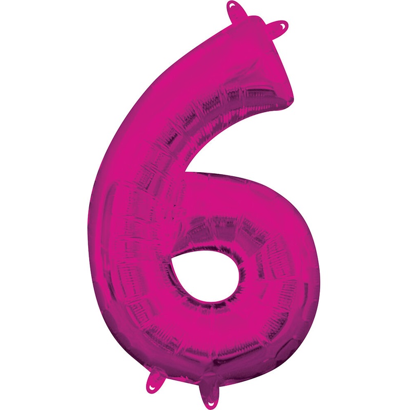 16" Number 6 Pink