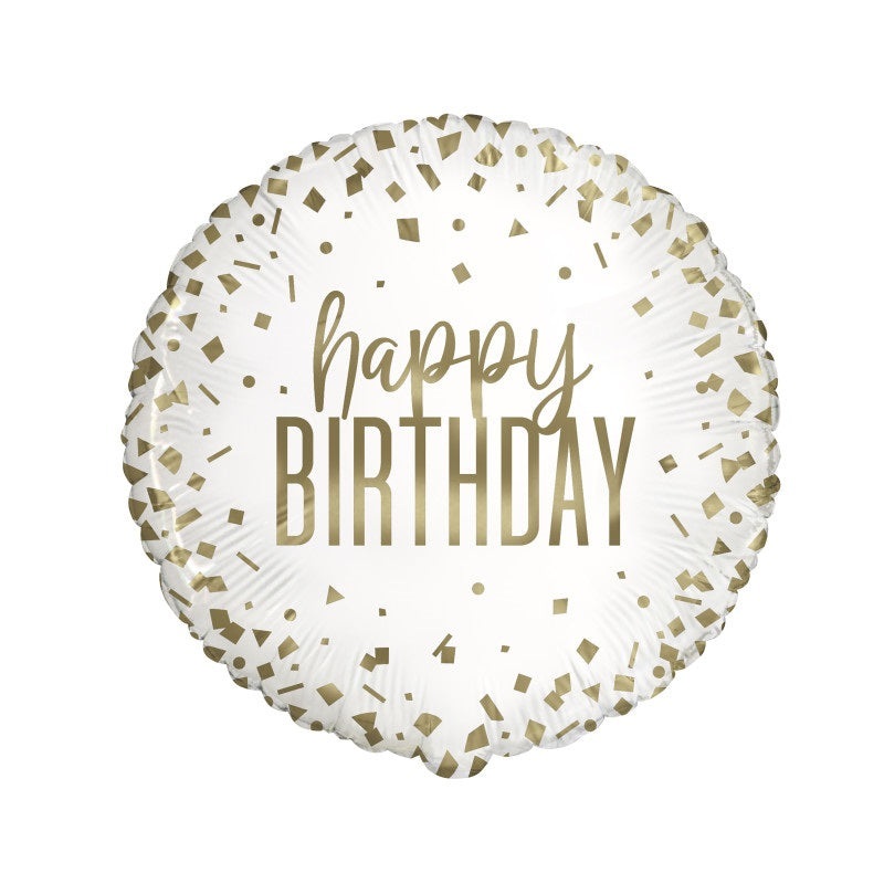 #343 Gold Confetti Birthday 18in Printed Mylar