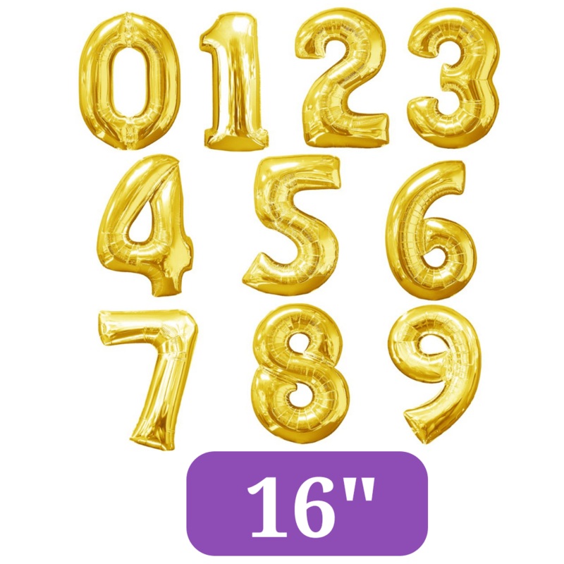 Air Filled Gold Number Balloons 16" | 1 ct 1