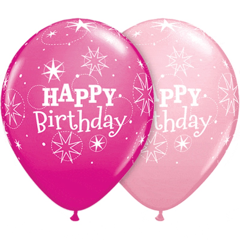 Birthday Sparkle Pink & Wild Berry 11 Latex Balloons (50)