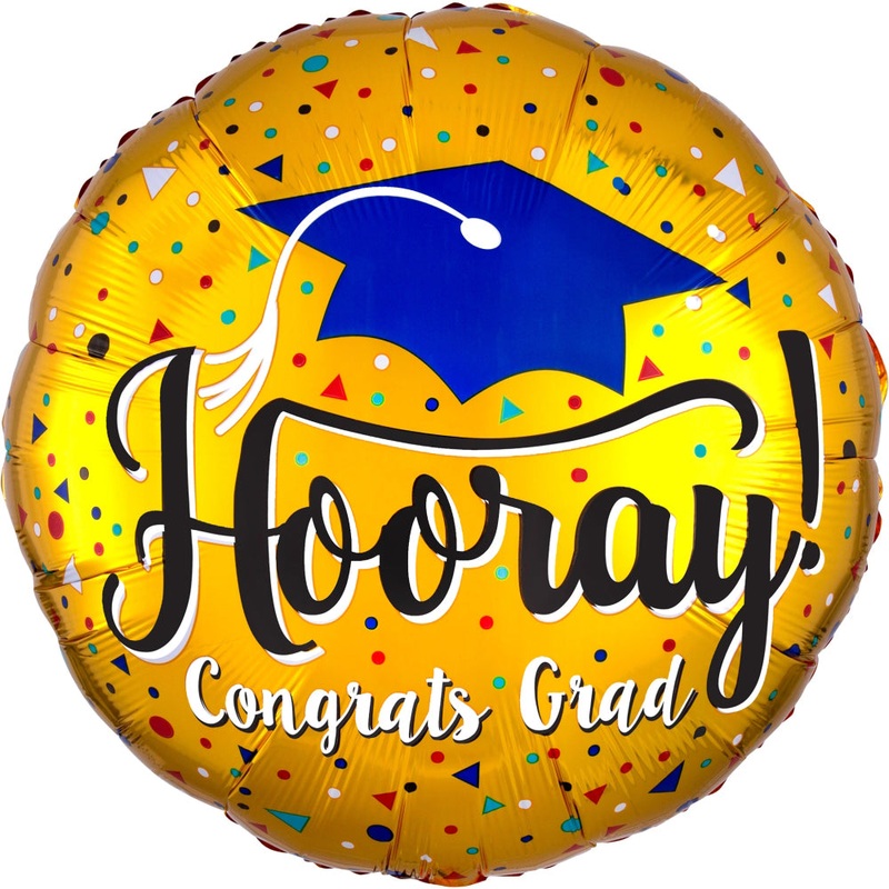 Hooray Grad Gold Balloon Helium-Filled (local only)