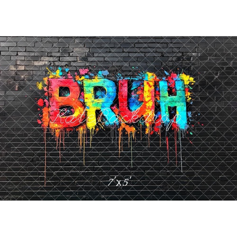 Kate Colorful Graffiti Brush Brick Wall Backdrop Designed by Mini MakeBelieve Microfiber (Printed) 7x5ft - small kids sitting / cake smash