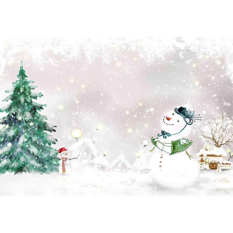 Kate Winter Snowman Backdrop White Snow Tree for Photography 5x3ft - newborns and babies Microfiber (Printed)