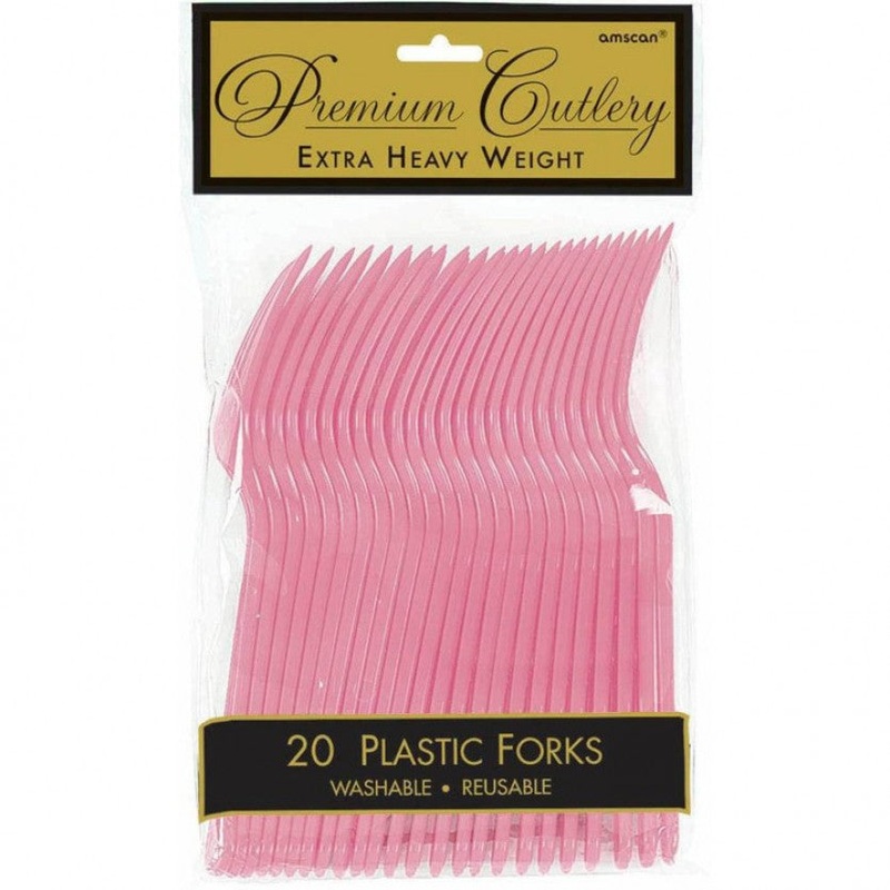 New Pink Plastic Forks (20 count)