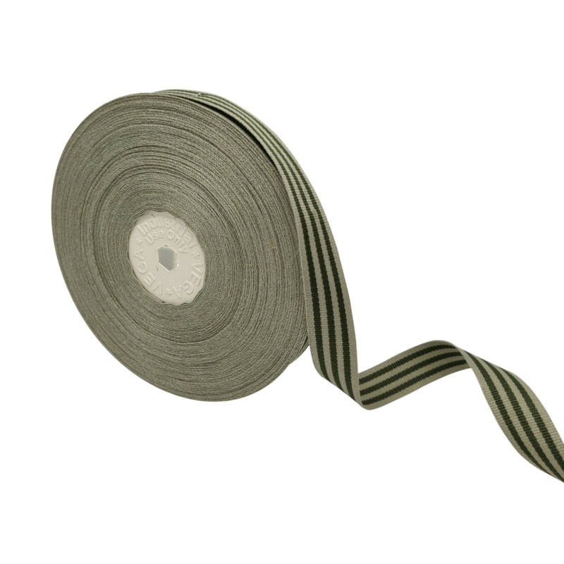 VEGA STRIPES | PISTA GREY & GREEN | 15MM | 25MTR