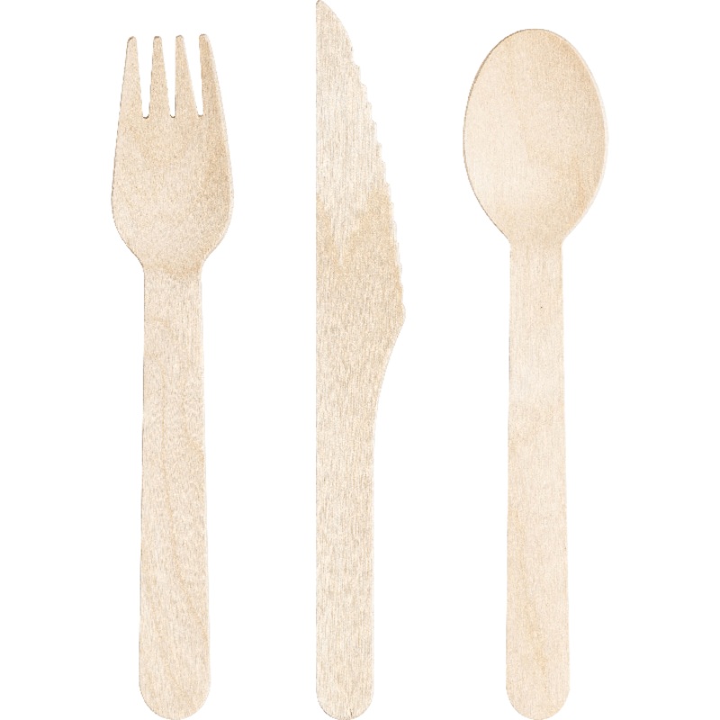 Wood Assorted Natrual Cutlery 6.5" | 24 ct