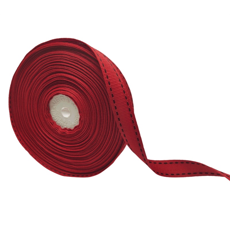 ALLURA STITCHED | RED WITH BLACK | 15MM | 25MTR