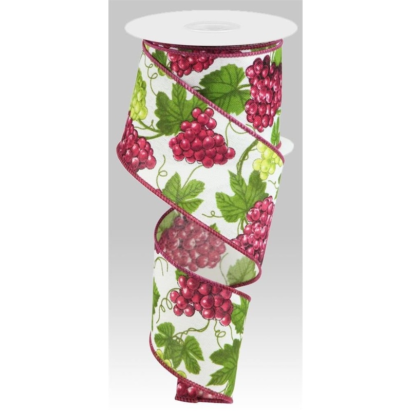 2.5" Grapes Ribbon: White - 10yds