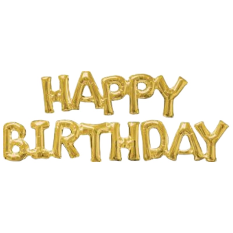 Consumer Inflated Phrase Happy Birthday Balloon Gold
