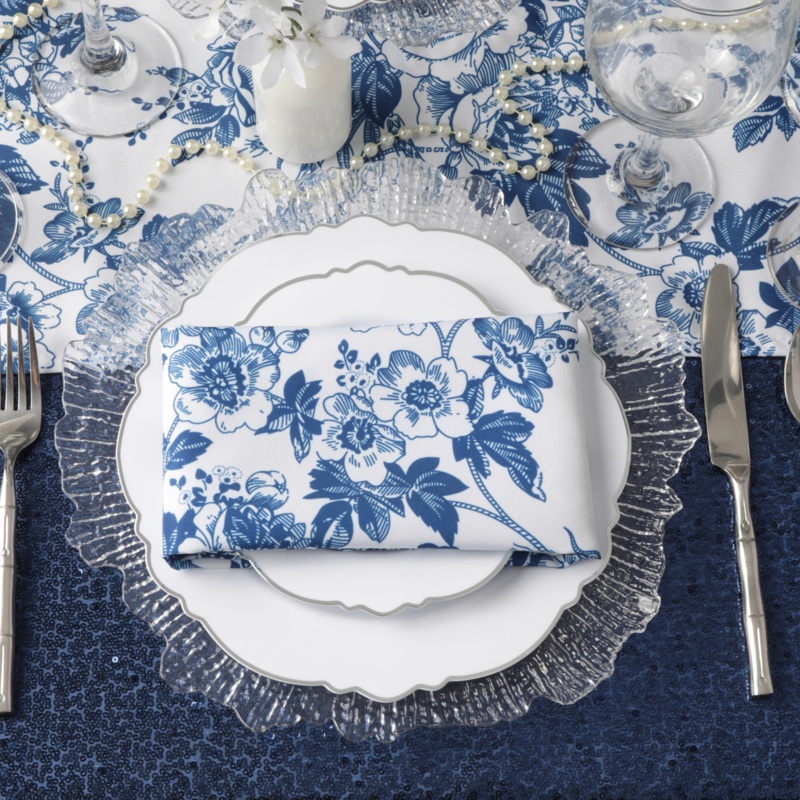 French Toile 20"x20" Linen Napkin (5pc/pk) - Blue