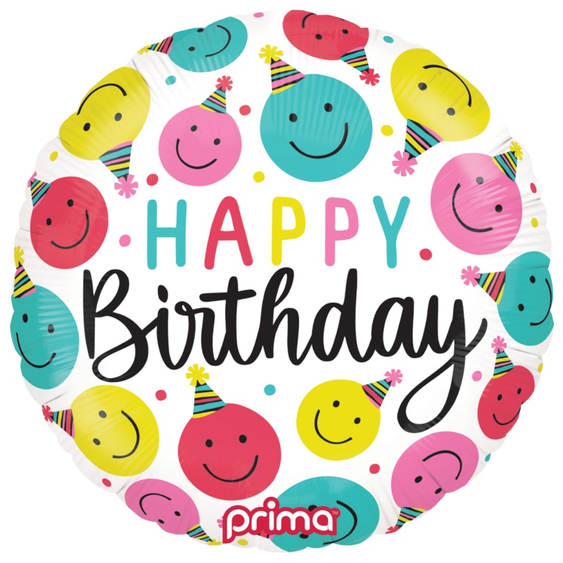 PRIMA 18 Round Birthday Happy Faces