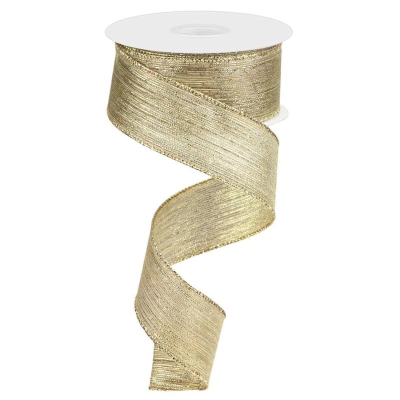 1.5" Metallic Stripe Ribbon: Gold - 10yds