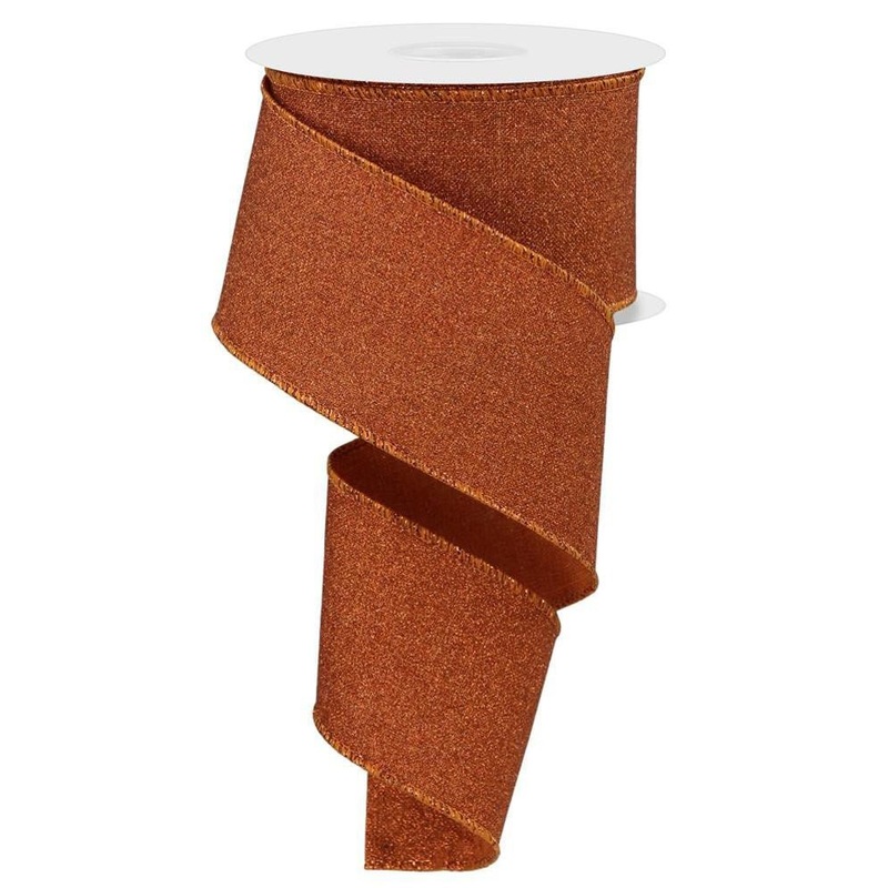 2.5" Fine Glitter Ribbon: Pumpkin - 10yds