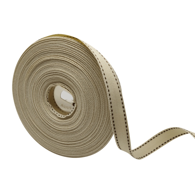 ALLURA STITCHED | CREAM WITH BROWN | 15MM | 25MTR