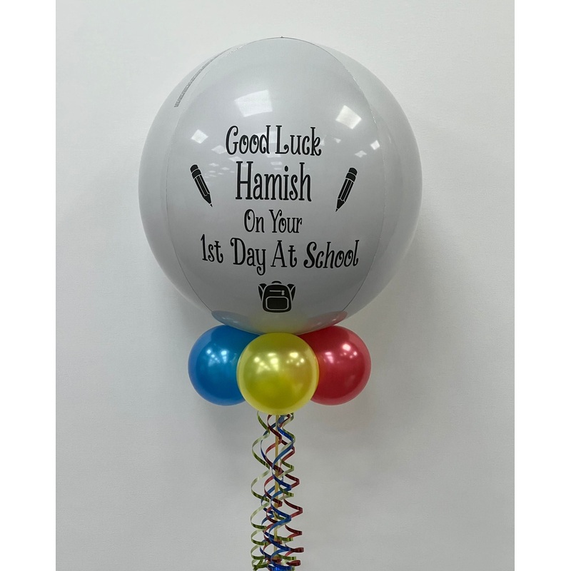 First Day at School/ High School/ Nursery Personalised Helium Orbz Balloon - Two Sided