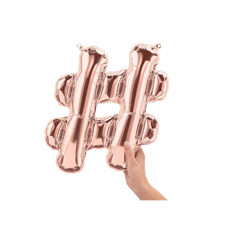 Rose Gold Mylar Hashtag Letter Balloon, 13.5" | 1 ct