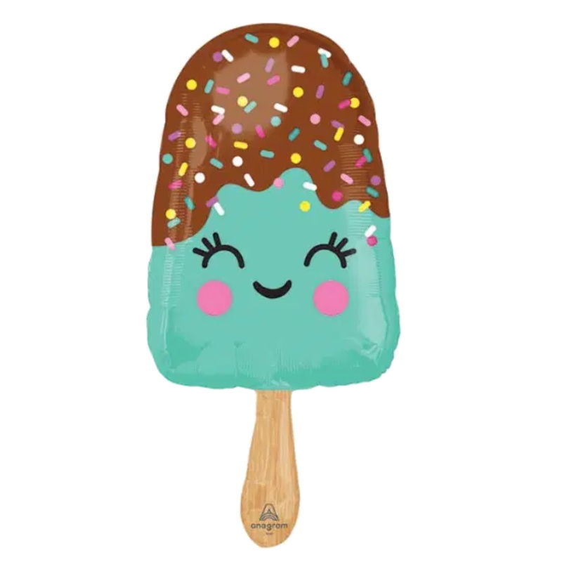 Smiley Mint Chocolate Popsicle Balloon Helium-Filled (local only)