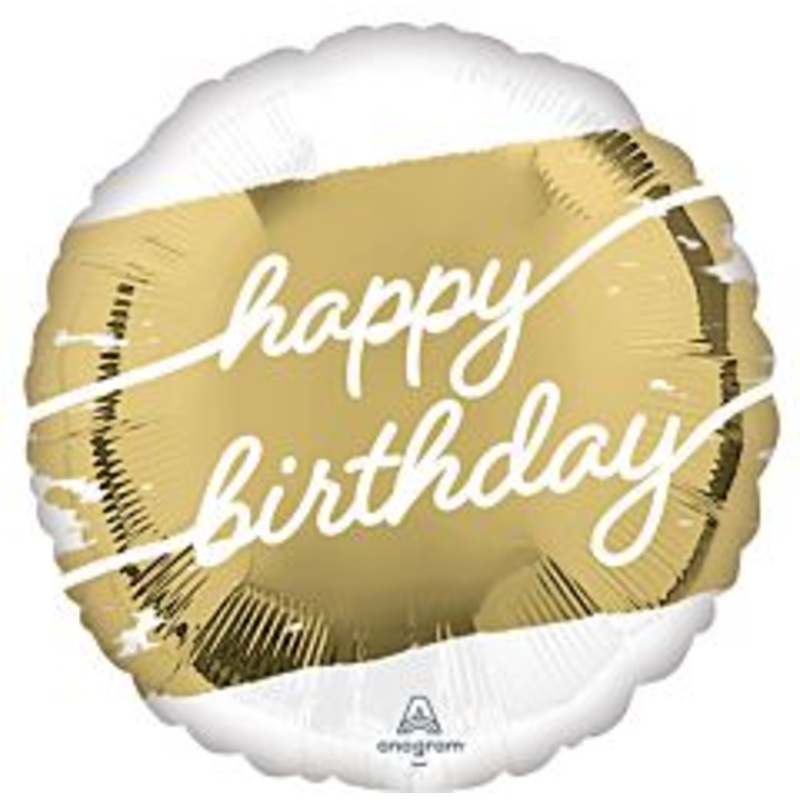 #335 Gold Birthday 18in Printed Mylar
