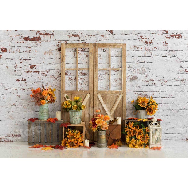 Kate Autumn Backdrop Retro Wall Designed by Emetselch 5x3ft - newborns and babies Microfiber (Printed)