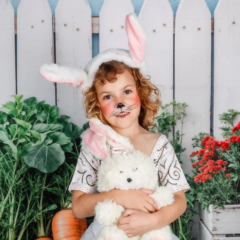 Kate Easter Fence Garden Vegetables Backdrop Designed by Emetselch Microfiber (Printed) 7x5ft - small kids sitting / cake smash