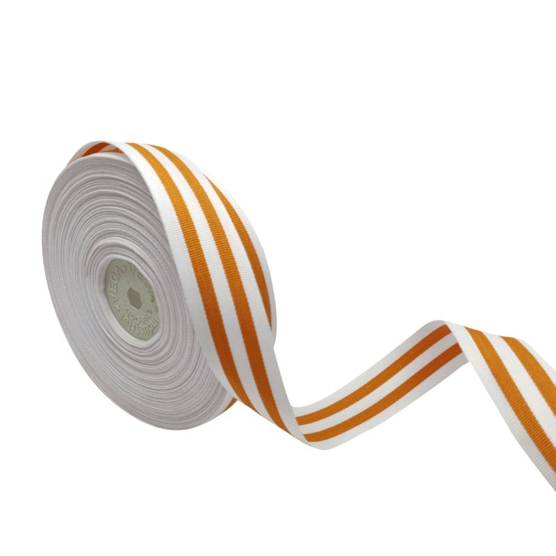 VEGA STRIPES | WHITE & ORANGE | 25MM | 25MTR