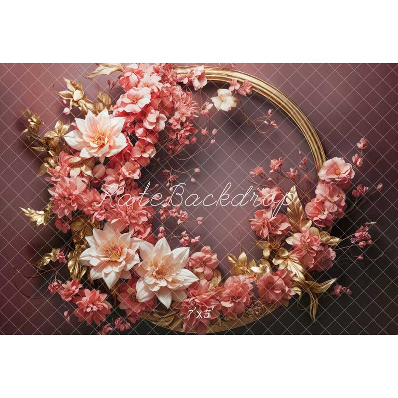 Kate Abstract Art Pink Flowers Backdrop Designed by Emetselch 7x5ft - small kids sitting / cake smash Microfiber (Printed)