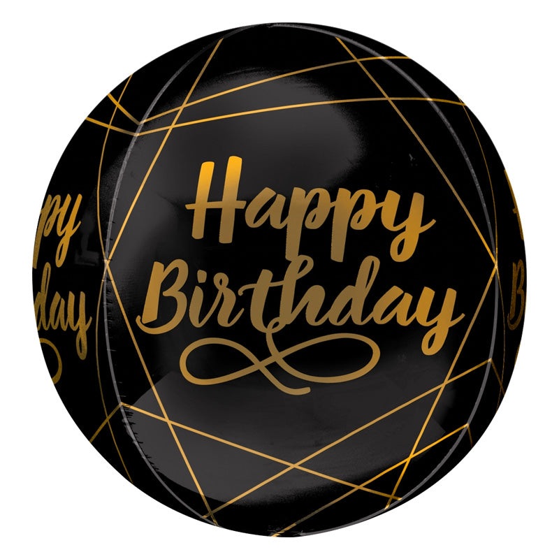Black Birthday Orb Balloon Helium-Filled (local only)