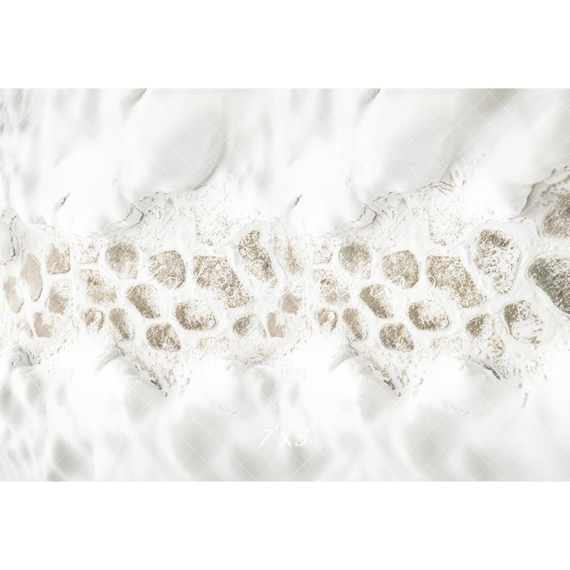 Kate Winter Snowy Cobblestone Floor Backdrop Designed by Kate Image Microfiber (Printed) 7x5ft - small kids sitting / cake smash