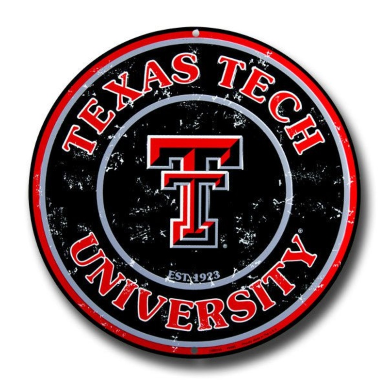 Texas Tech Red Raiders Embossed Metal Circular Sign