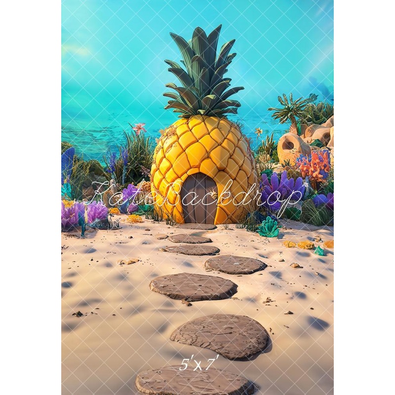 Kate Under The Sea Fantasy Pineapple House Backdrop Designed by Chain Photography Microfiber (Printed) 5x7ft(1.5x2.2m)
