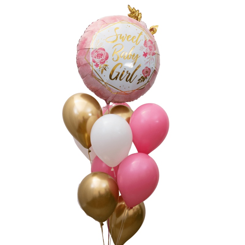 Sweet Baby Girl With Flowers Bouquet | 13 pcs