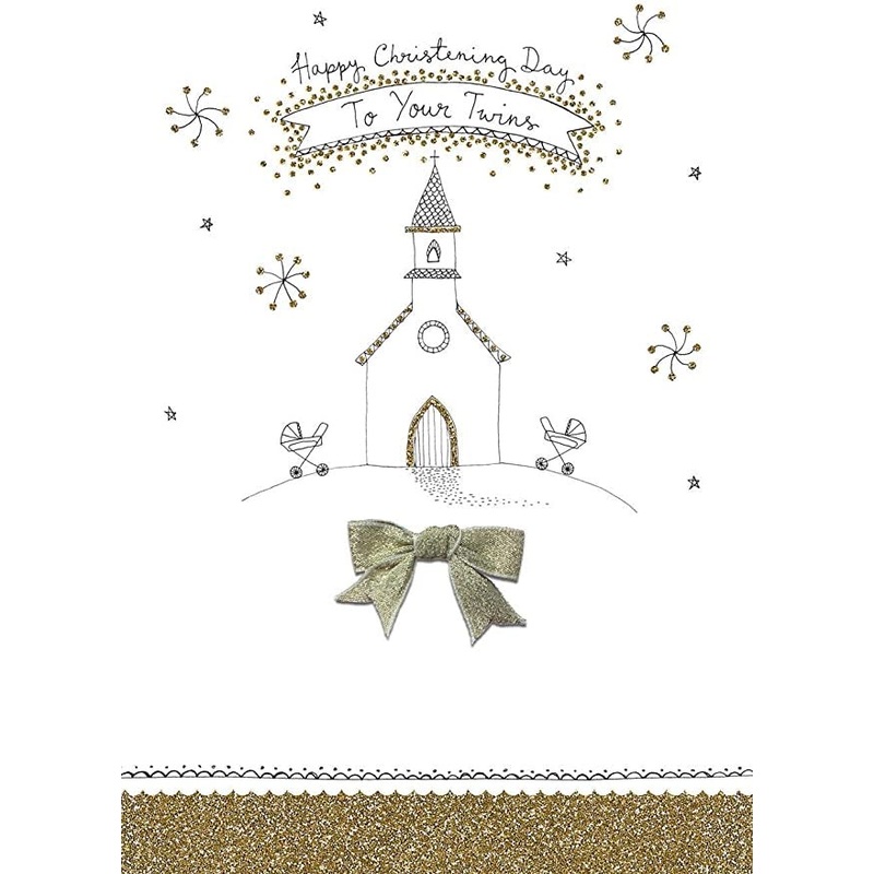 Twins Christening Day Card