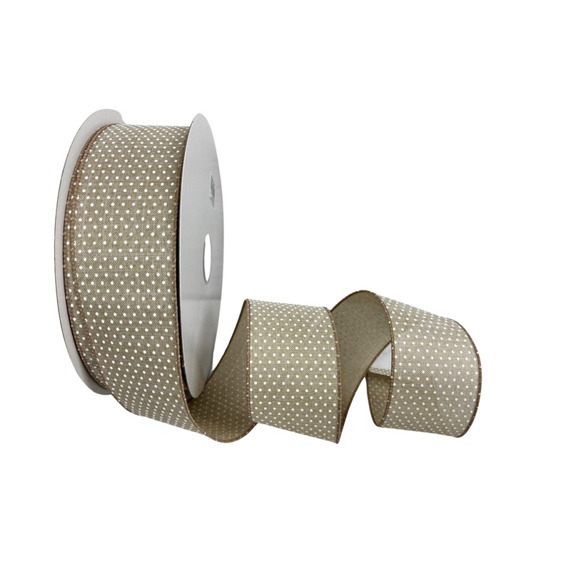 2.5" x 50yds Micro Dot Ribbon: Natural/White