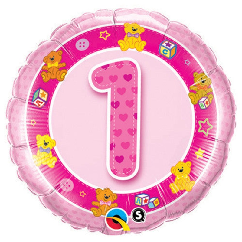 Age 1 Pink Teddies 18 Balloon