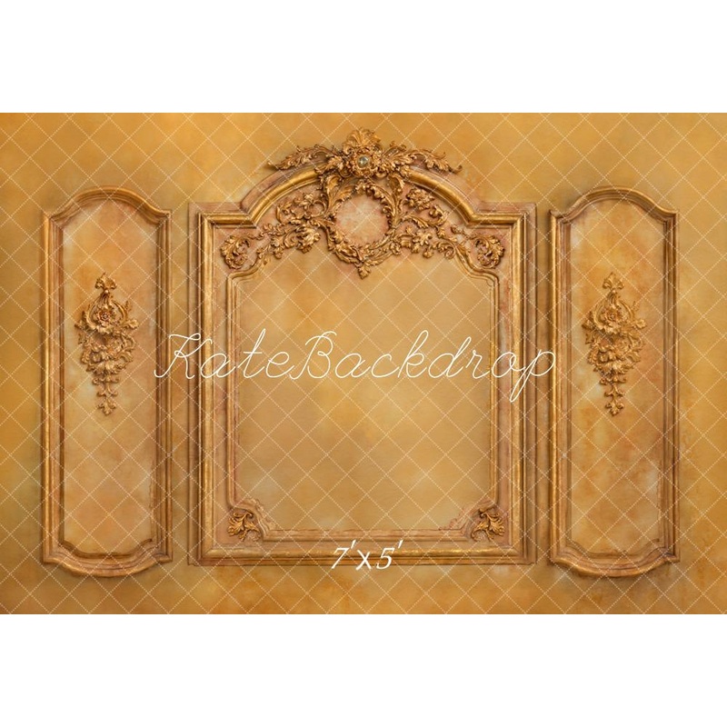 Kate Vintage Wall Gold Ornate Backdrop Designed by Kate Image Microfiber (Printed) 7x5ft - small kids sitting / cake smash