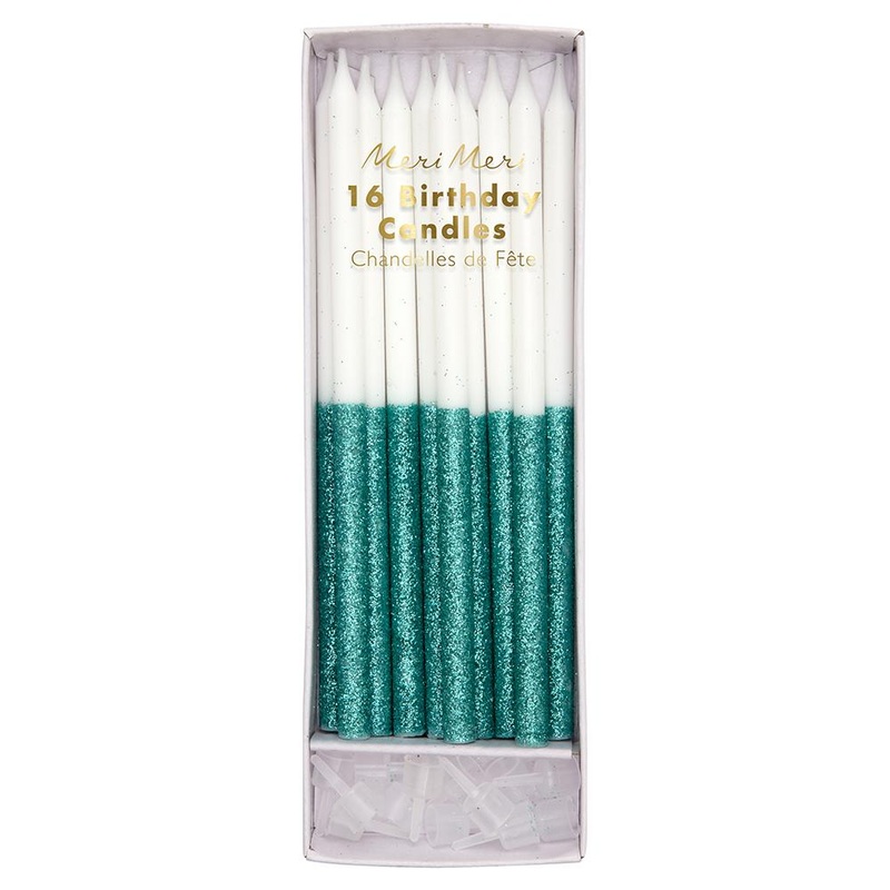 Mint Green Glitter Candles
