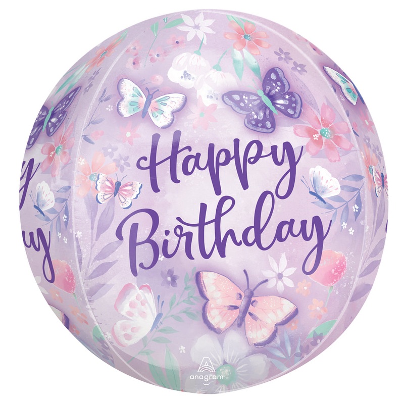 Butterfly Flutters Birthday Orb Balloon Helium-Filled (local only)
