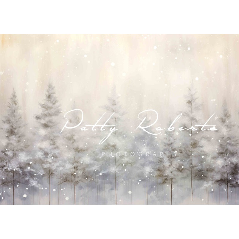 Kate Winter Sage Winter Trees Backdrop Designed by Patty Robert 7x5ft - small kids sitting / cake smash Microfiber (Printed)