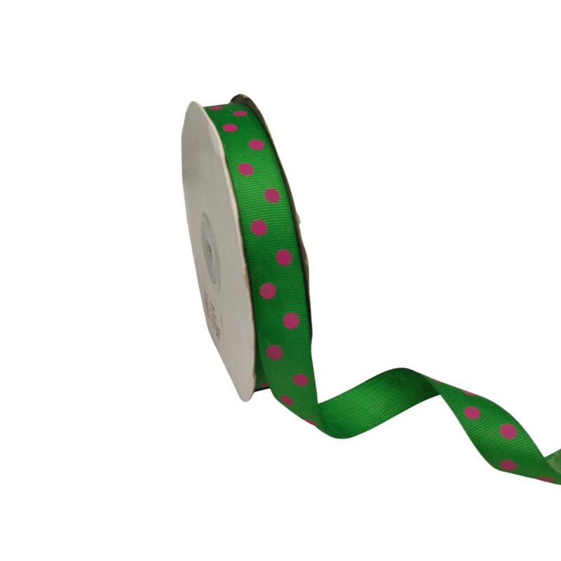 ARIA DOTS | GREEN WITH PINK | 20MM | 45MTR