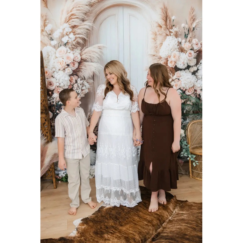 Kate Boho Floral Pampas Wedding Door Backdrop Designed by Emetselch Microfiber (Printed) 7x5ft - small kids sitting / cake smash
