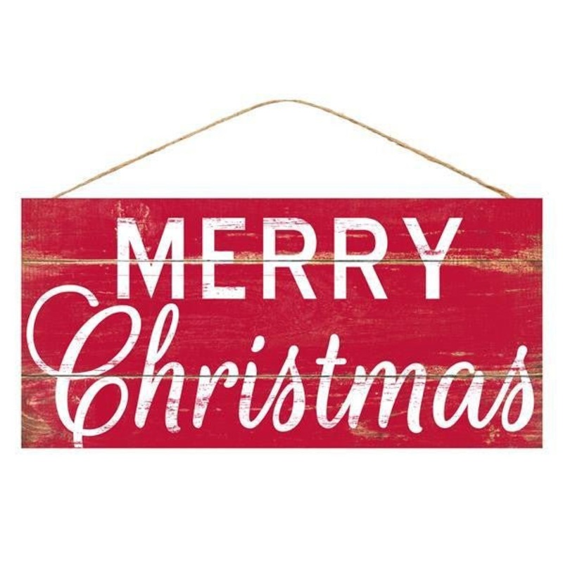 12.5" Red Merry Christmas Sign